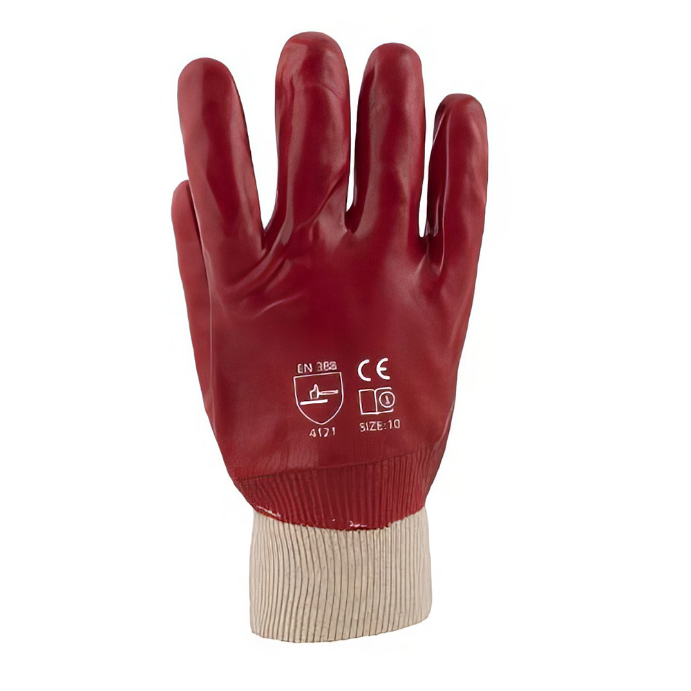 Red PVC Knit Wrist Glove