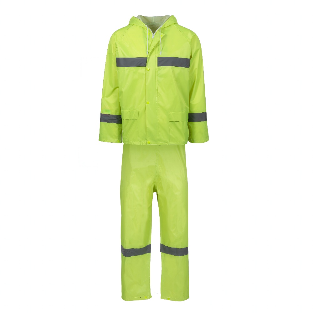Lime Rubberised Rain Suit with Reflective Tape