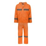 ORANGE RUBBERISED RAIN SUIT WITH REFLECTIVE TAPE