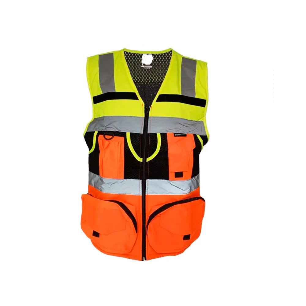 NEO EXPLORER VEST WITH MULTI POCKETS LIME/ORANGE