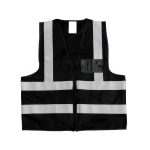 Premium Black Reflective Vest with Zip & ID Pocket