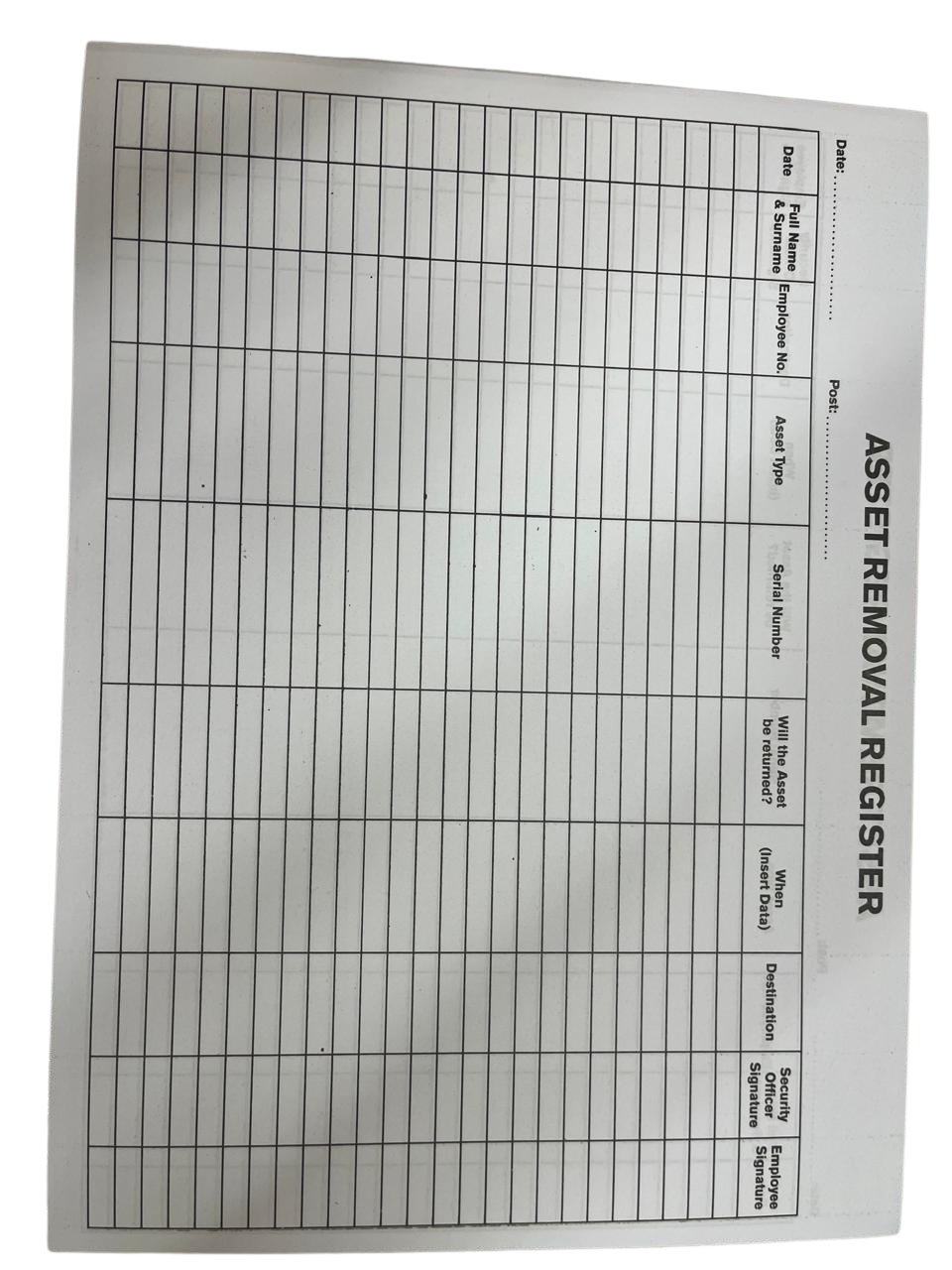 Asset Removal Register