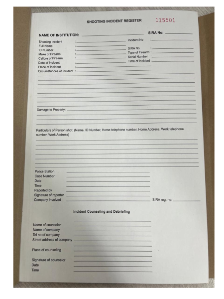 Shooting Incident Register - Romi Tactical and Safety
